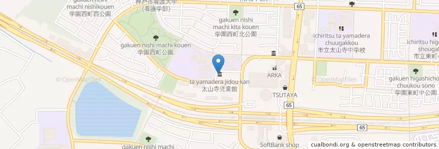 Mapa de ubicacion de 太山寺児童館 en 日本, 兵庫県, 神戸市, 西区.