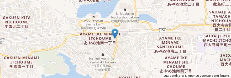 Mapa de ubicacion de 奈良あやめ池郵便局 en Japan, 奈良県, Nara.