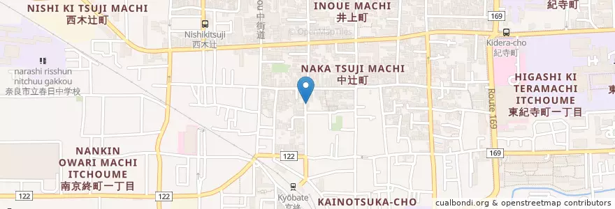 Mapa de ubicacion de 奈良京終郵便局 en اليابان, 奈良県, نارا.