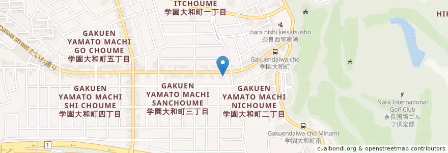 Mapa de ubicacion de 奈良学園大和郵便局 en Japan, Nara Prefecture, Nara.