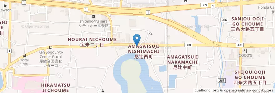 Mapa de ubicacion de 奈良宝来郵便局 en Japão, 奈良県, 奈良市.