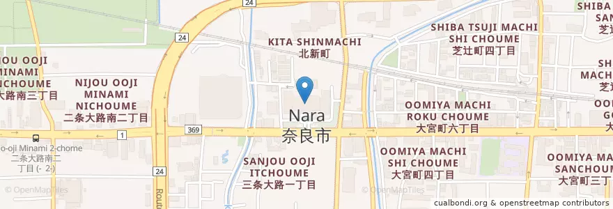 Mapa de ubicacion de 奈良市役所 en اليابان, 奈良県, نارا.