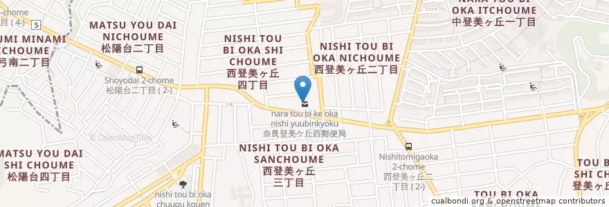 Mapa de ubicacion de 奈良登美ケ丘西郵便局 en 日本, 奈良県, 奈良市.