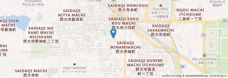 Mapa de ubicacion de 奈良西大寺郵便局 en Japan, 奈良県, Nara.
