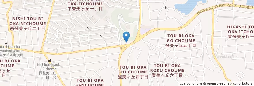Mapa de ubicacion de 奈良西警察署中登美交番 en Japon, Préfecture De Nara, 奈良市.