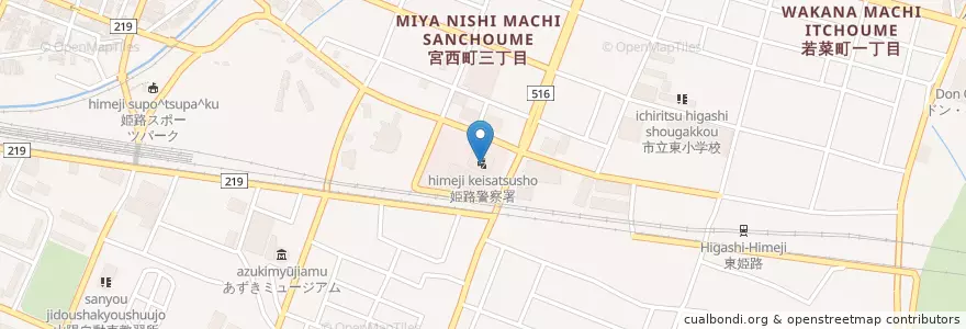 Mapa de ubicacion de 姫路警察署 en 일본, 효고현, 姫路市.
