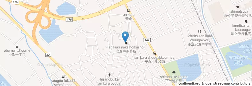 Mapa de ubicacion de 安倉中保育所 en 日本, 兵庫県, 宝塚市.