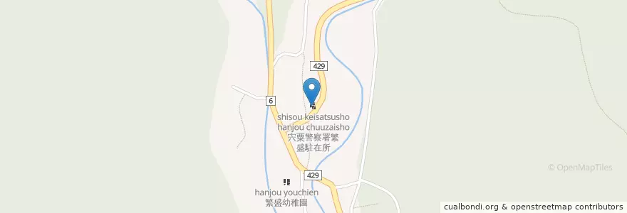 Mapa de ubicacion de 宍粟警察署繁盛駐在所 en اليابان, 兵庫県, 宍粟市.