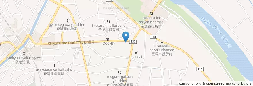 Mapa de ubicacion de 宝塚市西消防署 en 日本, 兵库县/兵庫縣, 宝塚市.