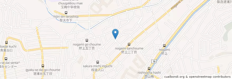 Mapa de ubicacion de 宝塚野上郵便局 en Japón, Prefectura De Hyōgo, 宝塚市.