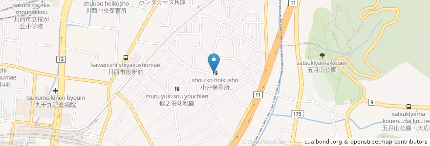 Mapa de ubicacion de 小戸保育所 en 日本, 大阪府, 池田市.