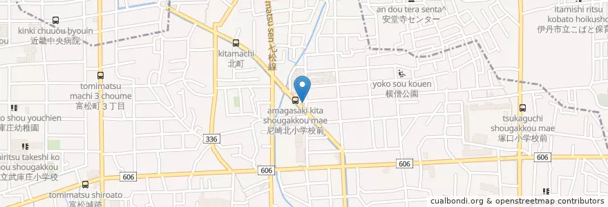 Mapa de ubicacion de 尼崎北警察署塚口北交番 en 日本, 兵庫県, 尼崎市.