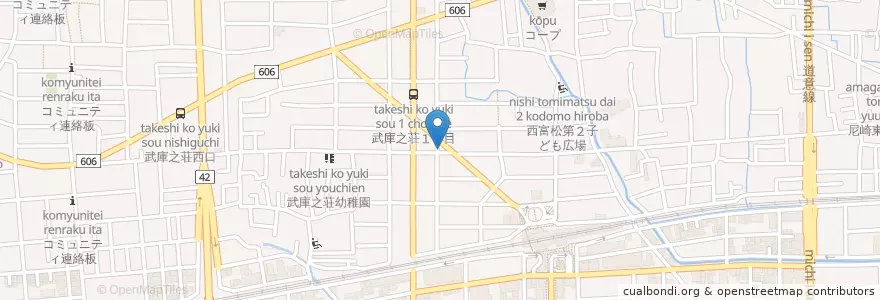 Mapa de ubicacion de 尼崎北警察署武庫之荘交番 en Japón, Prefectura De Hyōgo, 尼崎市.