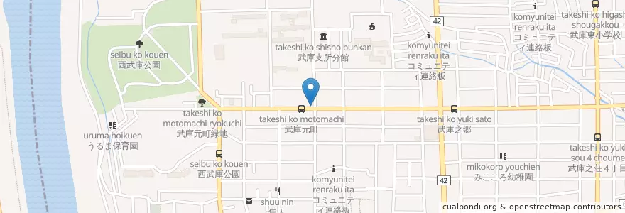 Mapa de ubicacion de 尼崎北警察署西武庫交番 en 日本, 兵庫県, 尼崎市.