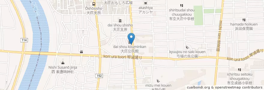 Mapa de ubicacion de 尼崎南警察署大庄交番 en اليابان, 兵庫県, 尼崎市.