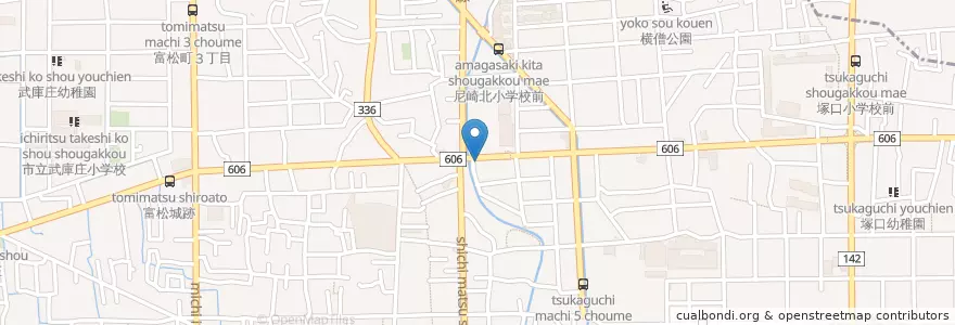 Mapa de ubicacion de 尼崎塚口六郵便局 en Япония, Хёго, 尼崎市.
