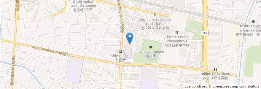Mapa de ubicacion de 尼崎市役所内郵便局 en Japan, 兵庫県, 尼崎市.