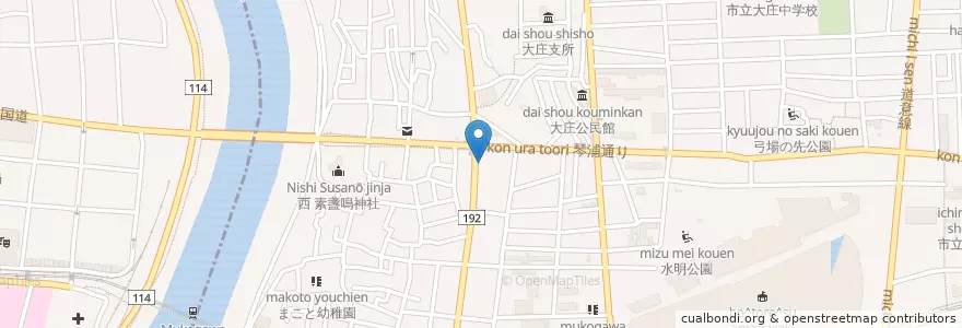 Mapa de ubicacion de 尼崎市立大庄児童館 en Japão, 兵庫県, 尼崎市.