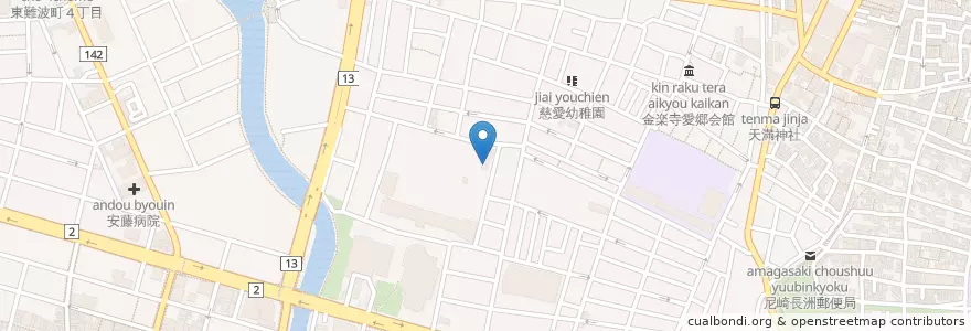 Mapa de ubicacion de 尼崎市立西長洲保育所 en ژاپن, 兵庫県, 尼崎市.