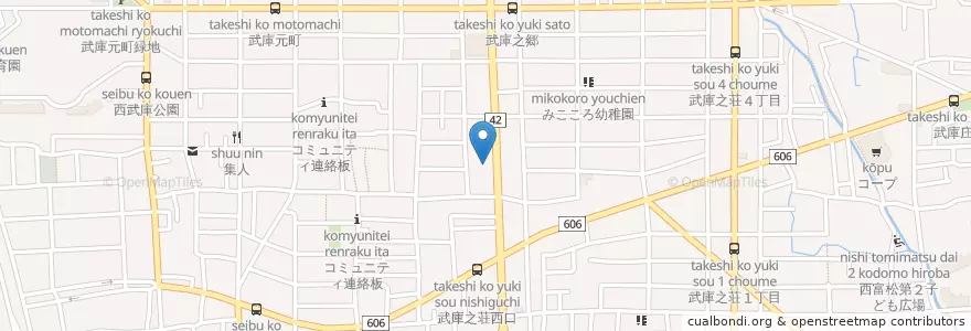 Mapa de ubicacion de 尼崎市西消防署武庫分署 en Japão, 兵庫県, 尼崎市.