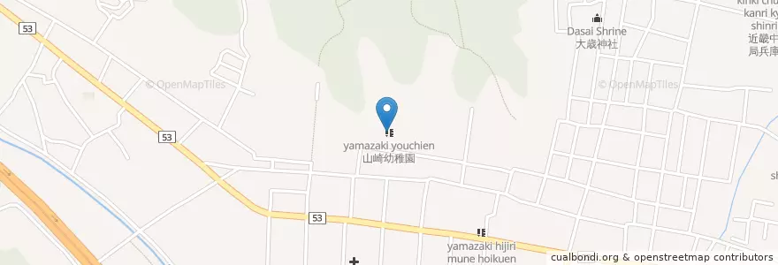 Mapa de ubicacion de 山崎幼稚園 en Japan, 兵庫県, 宍粟市.