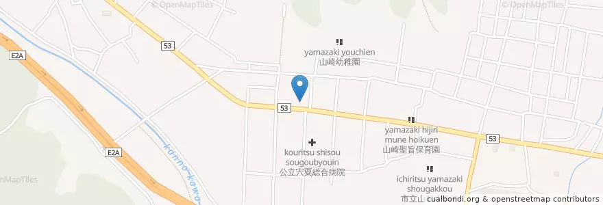Mapa de ubicacion de 山崎鹿沢郵便局 en Japan, Hyogo Prefecture, Shiso.