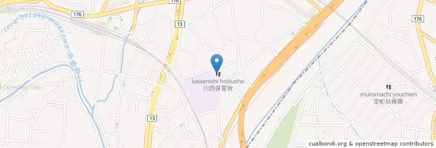 Mapa de ubicacion de 川西保育所 en 日本, 兵库县/兵庫縣, 川西市.