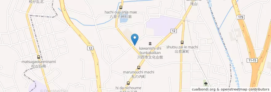 Mapa de ubicacion de 川西警察署 en اليابان, أوساكا, 池田市, 川西市.