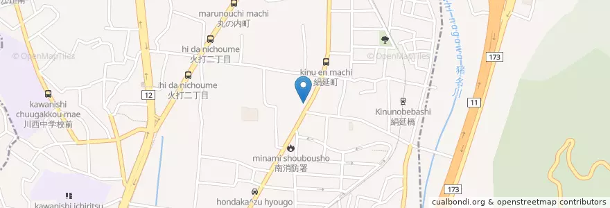 Mapa de ubicacion de 川西警察署日の出交番 en 日本, 大阪府, 池田市.