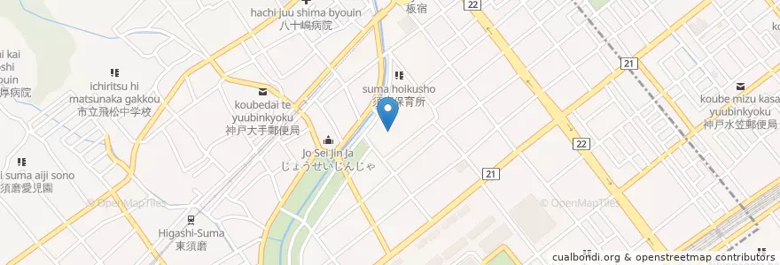 Mapa de ubicacion de 市立丸山中学校西野分校 en Япония, Хёго, 神戸市, 須磨区.