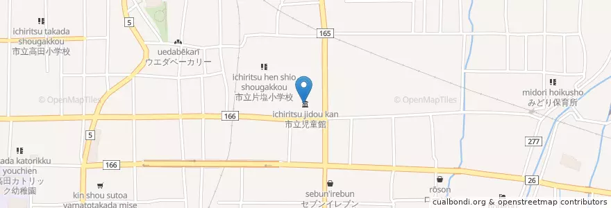Mapa de ubicacion de 市立児童館 en Japão, 奈良県, 大和高田市.