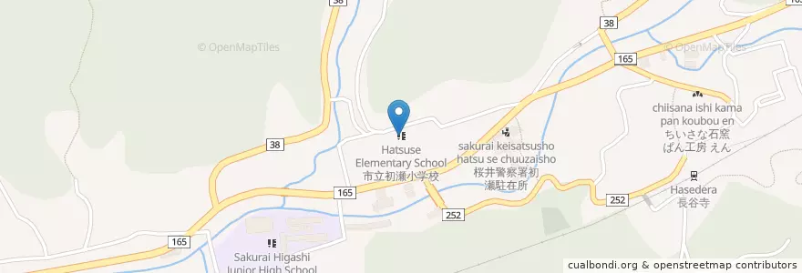 Mapa de ubicacion de 市立初瀬小学校 en Japan, Präfektur Nara, 桜井市.