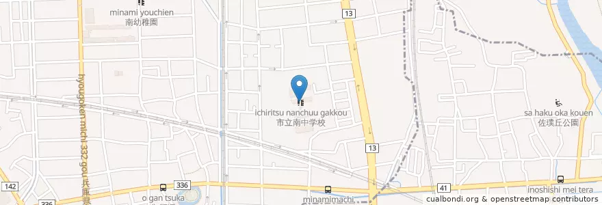 Mapa de ubicacion de 市立南中学校 en Giappone, Prefettura Di Hyōgo, 伊丹市.