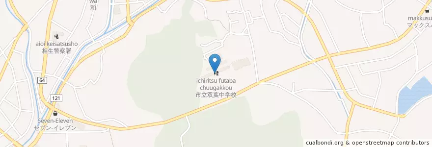 Mapa de ubicacion de 市立双葉中学校 en 日本, 兵庫県, 相生市.
