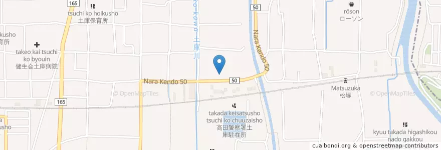 Mapa de ubicacion de 市立土庫小学校 en 日本, 奈良県, 大和高田市.