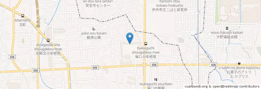 Mapa de ubicacion de 市立塚口小学校 en Japon, Préfecture De Hyōgo, Amagasaki.