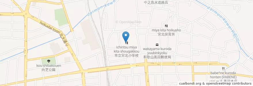 Mapa de ubicacion de 市立宮北小学校 en Japão, 和歌山県, 和歌山市.