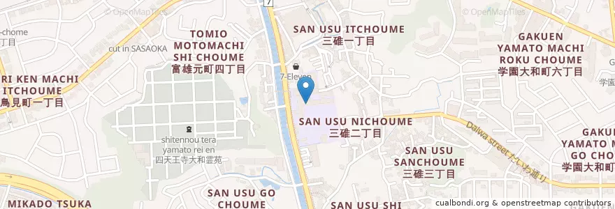 Mapa de ubicacion de 奈良市立富雄中学校 en Japão, 奈良県, 奈良市.