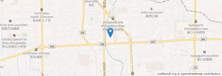 Mapa de ubicacion de 市立尼崎北小学校 en ژاپن, 兵庫県, 尼崎市.
