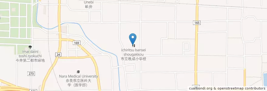 Mapa de ubicacion de 市立晩成小学校 en ژاپن, 奈良県, 橿原市.