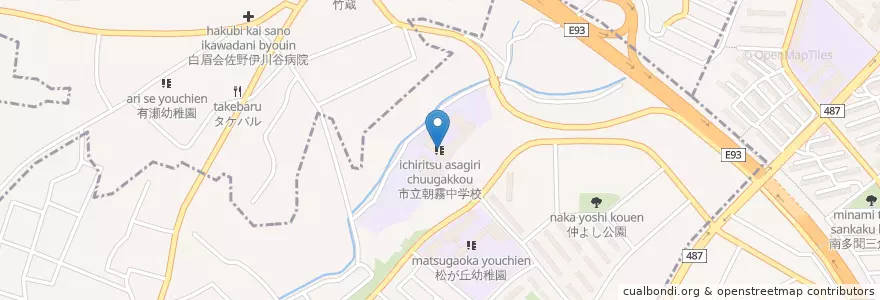 Mapa de ubicacion de 市立朝霧中学校 en Japan, Hyogo Prefecture, Kobe.