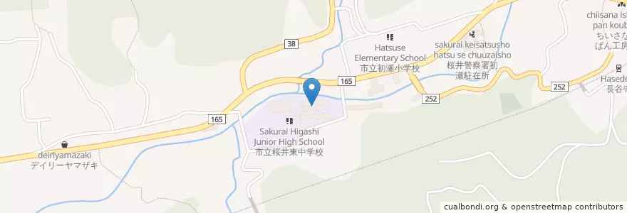 Mapa de ubicacion de 桜井市立中学校 桜井東中学校 en 日本, 奈良県/奈良縣, 桜井市.