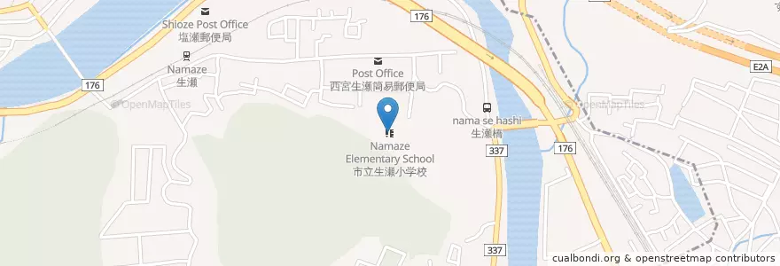 Mapa de ubicacion de 市立生瀬小学校 en Giappone, Prefettura Di Hyōgo, 西宮市.