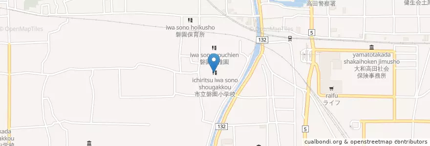 Mapa de ubicacion de 市立磐園小学校 en 日本, 奈良県, 大和高田市.