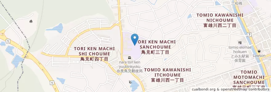 Mapa de ubicacion de 市立鳥見小学校 en Japan, 奈良県, Nara.