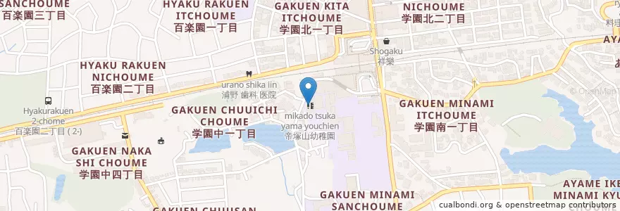 Mapa de ubicacion de 帝塚山幼稚園 en Japan, Präfektur Nara, 奈良市.