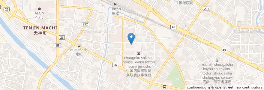 Mapa de ubicacion de 広島国税局鳥取税務署 en 日本, 鳥取県, 鳥取市.