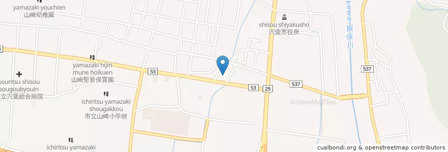Mapa de ubicacion de 播磨山崎郵便局 en Япония, Хёго, 宍粟市.