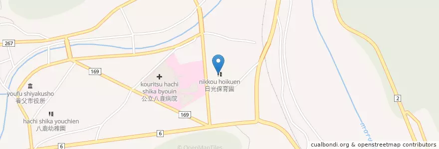 Mapa de ubicacion de 日光保育園 en 日本, 兵庫県, 養父市.