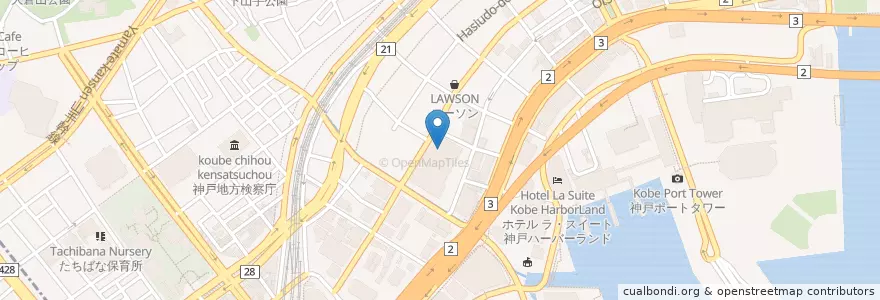 Mapa de ubicacion de 日本郵政公社監査室兵庫監査室 en Japan, Präfektur Hyōgo, 神戸市, 中央区.